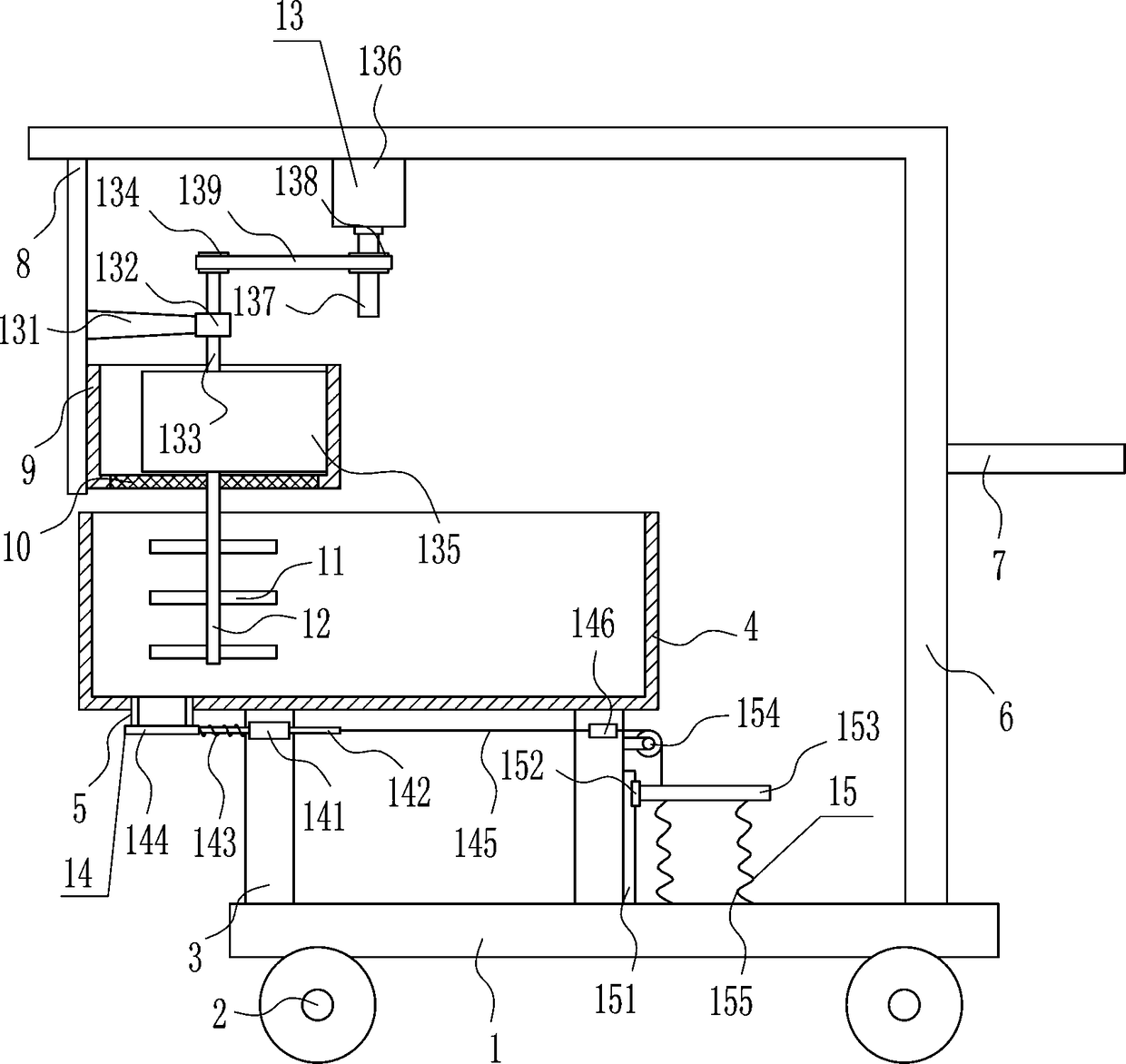 Concrete stirring equipment for road construction