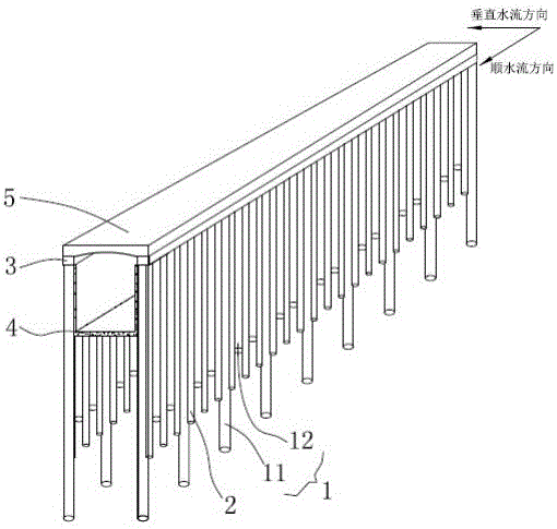 Rowed pile box culvert structure and construction method thereof