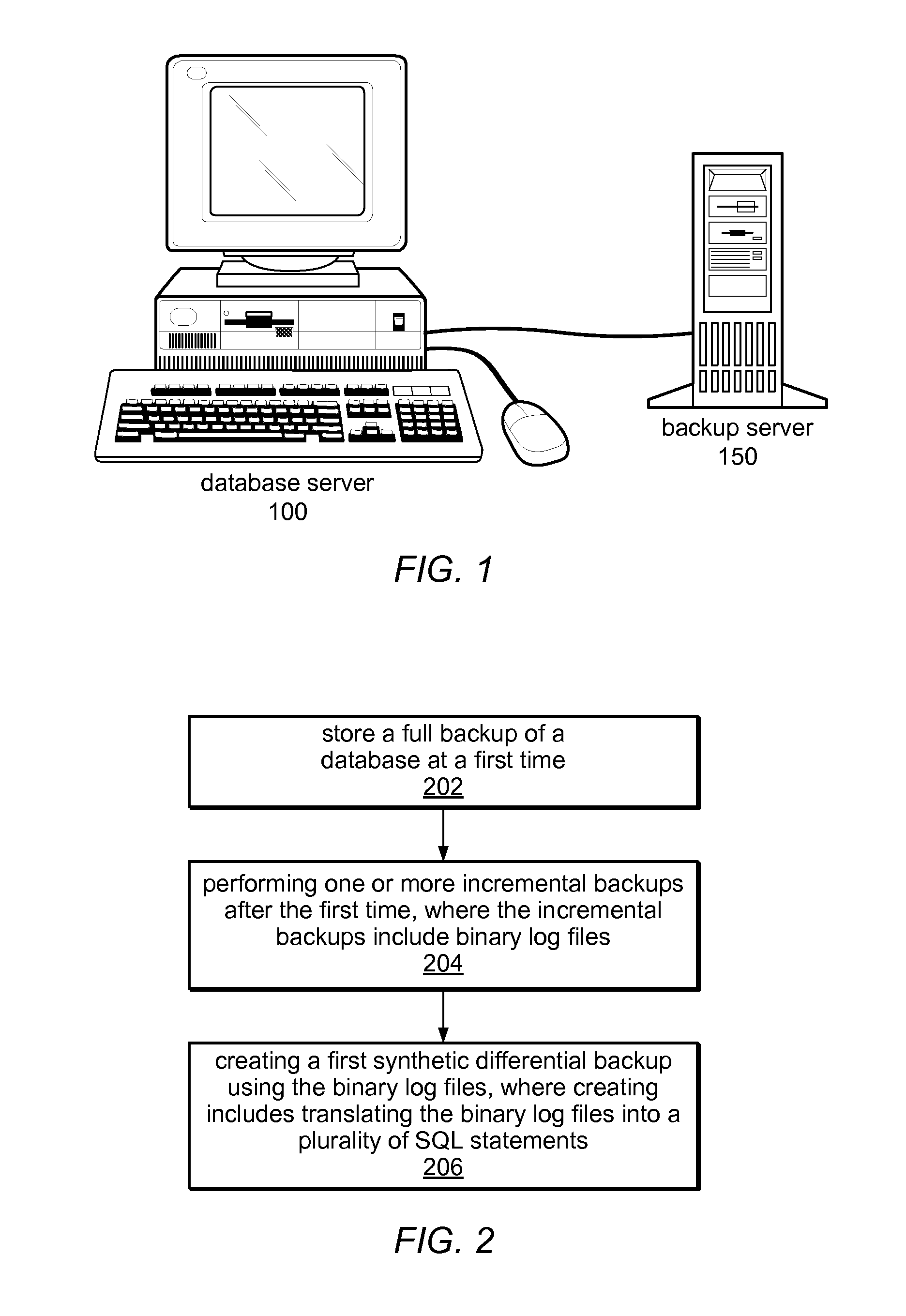 Synthetic differential backups creation for a database using binary log conversion