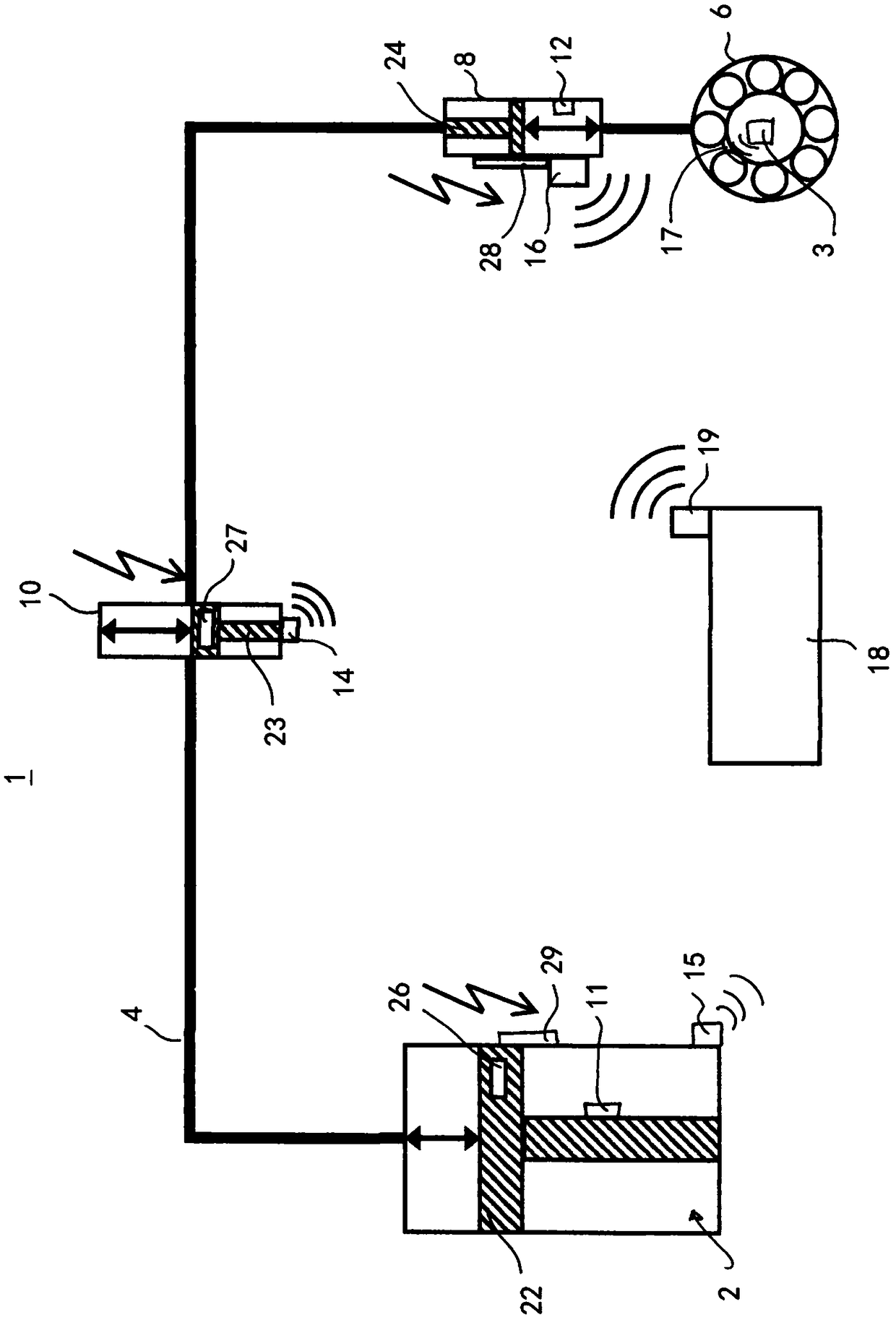 Lubrication system with a signal transmission element