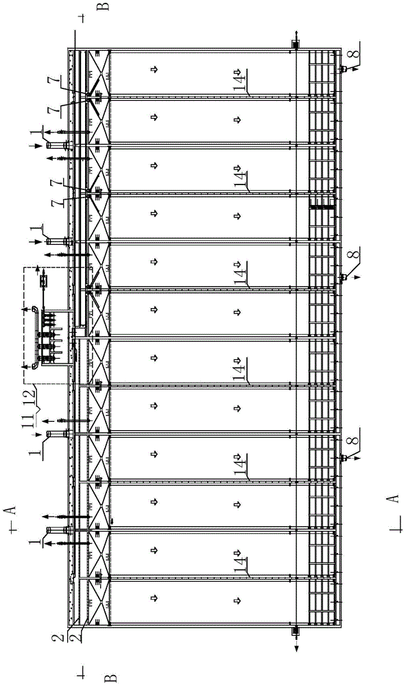 Horizontal sedimentation tank with sludge pump house