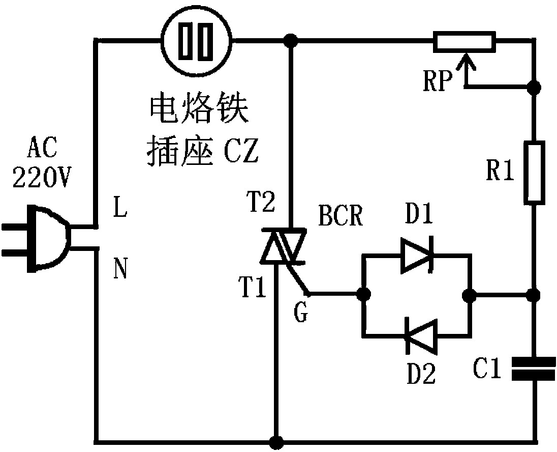 Temperature-regulating energy-saving life-prolonging power supply socket of electric soldering iron