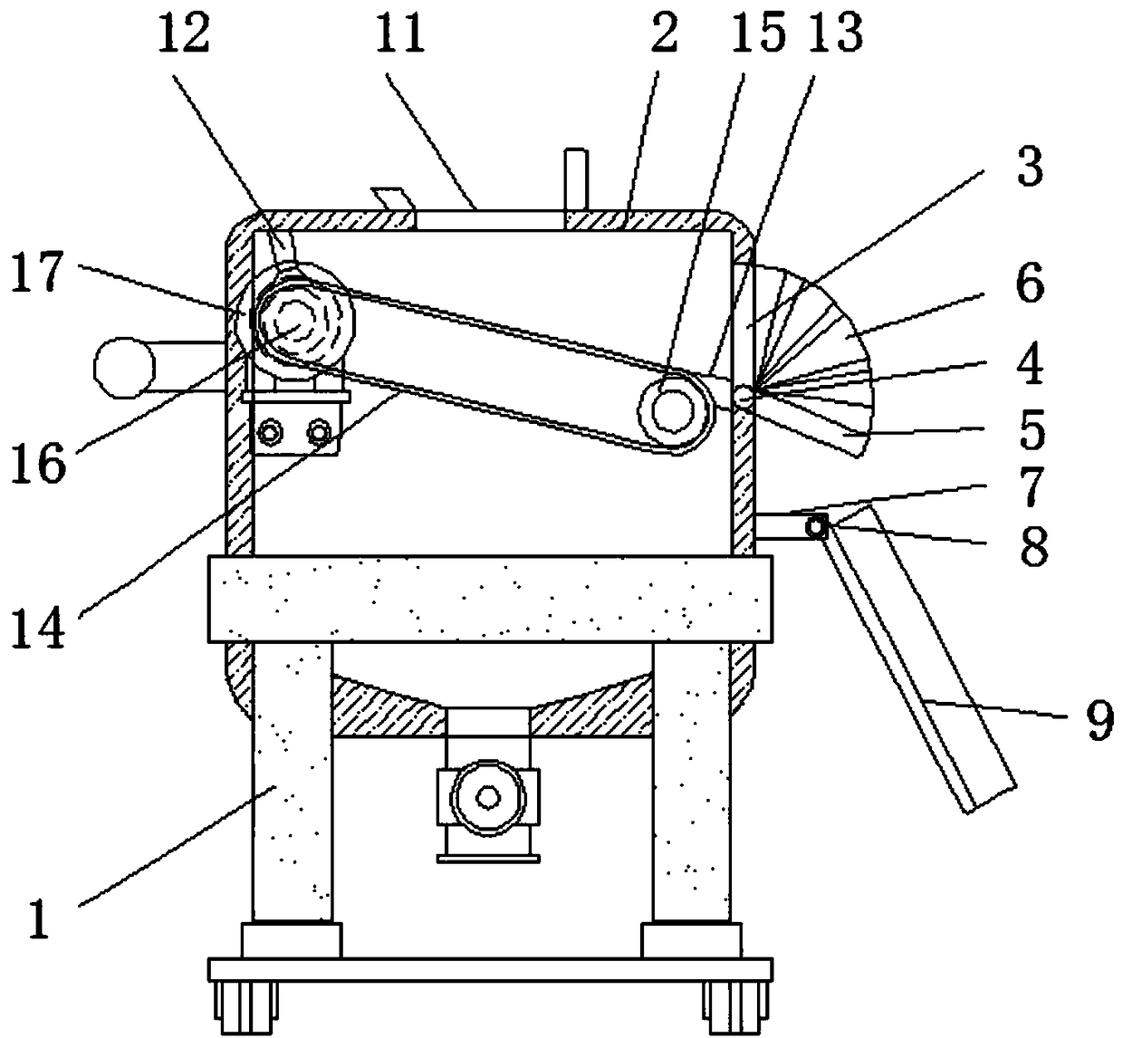 Solid-liquid separating device for small-scale industrial wastewater treatment convenient for using