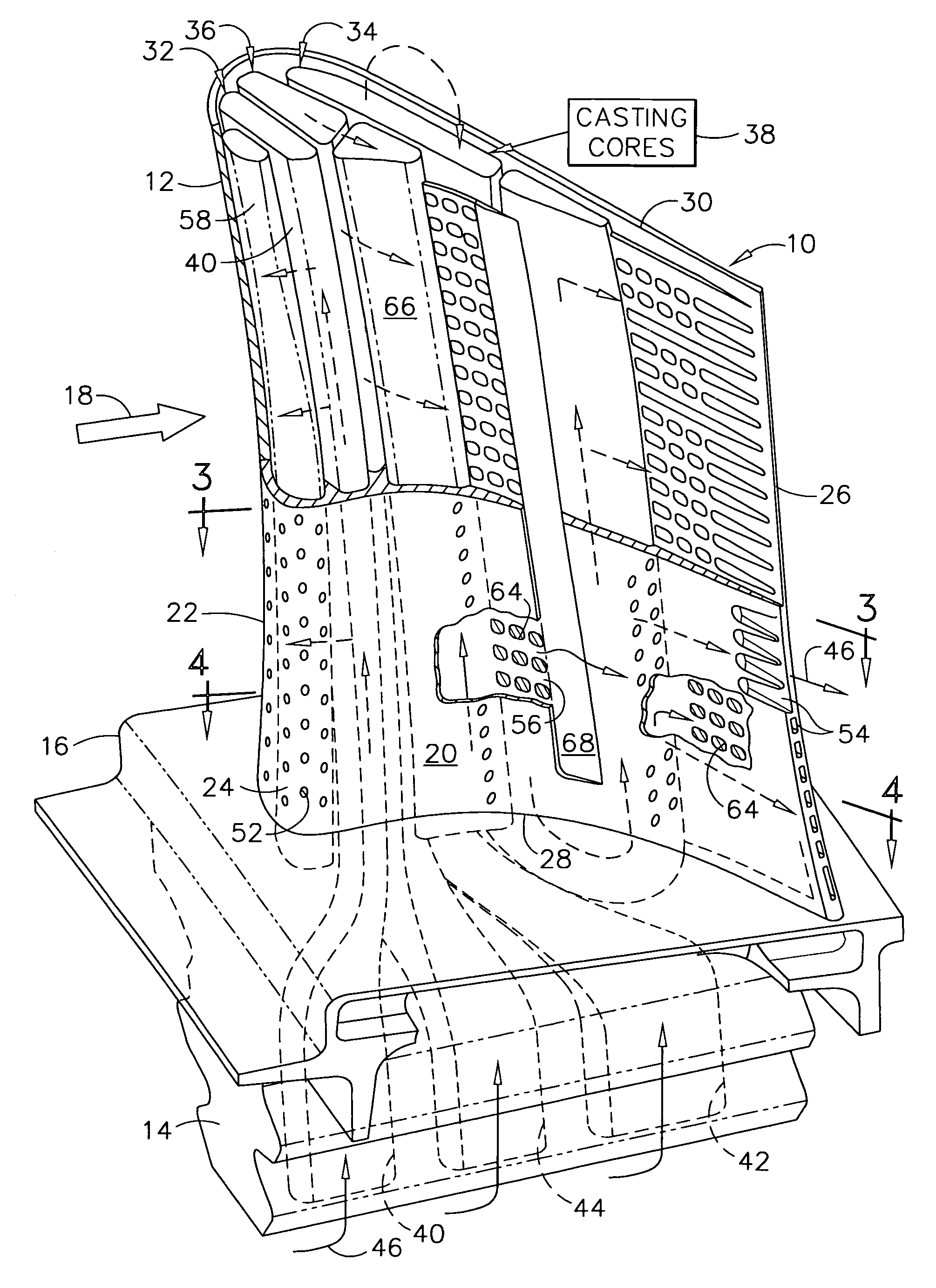 Triple circuit turbine blade