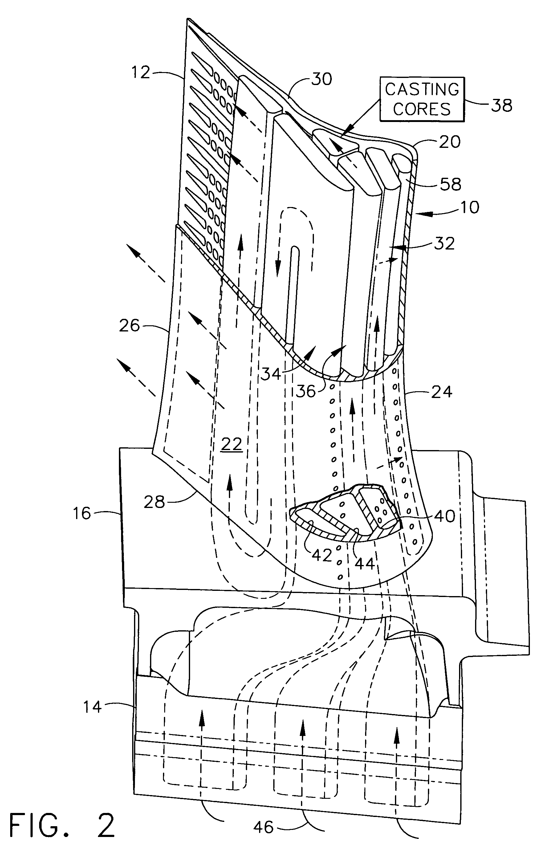 Triple circuit turbine blade