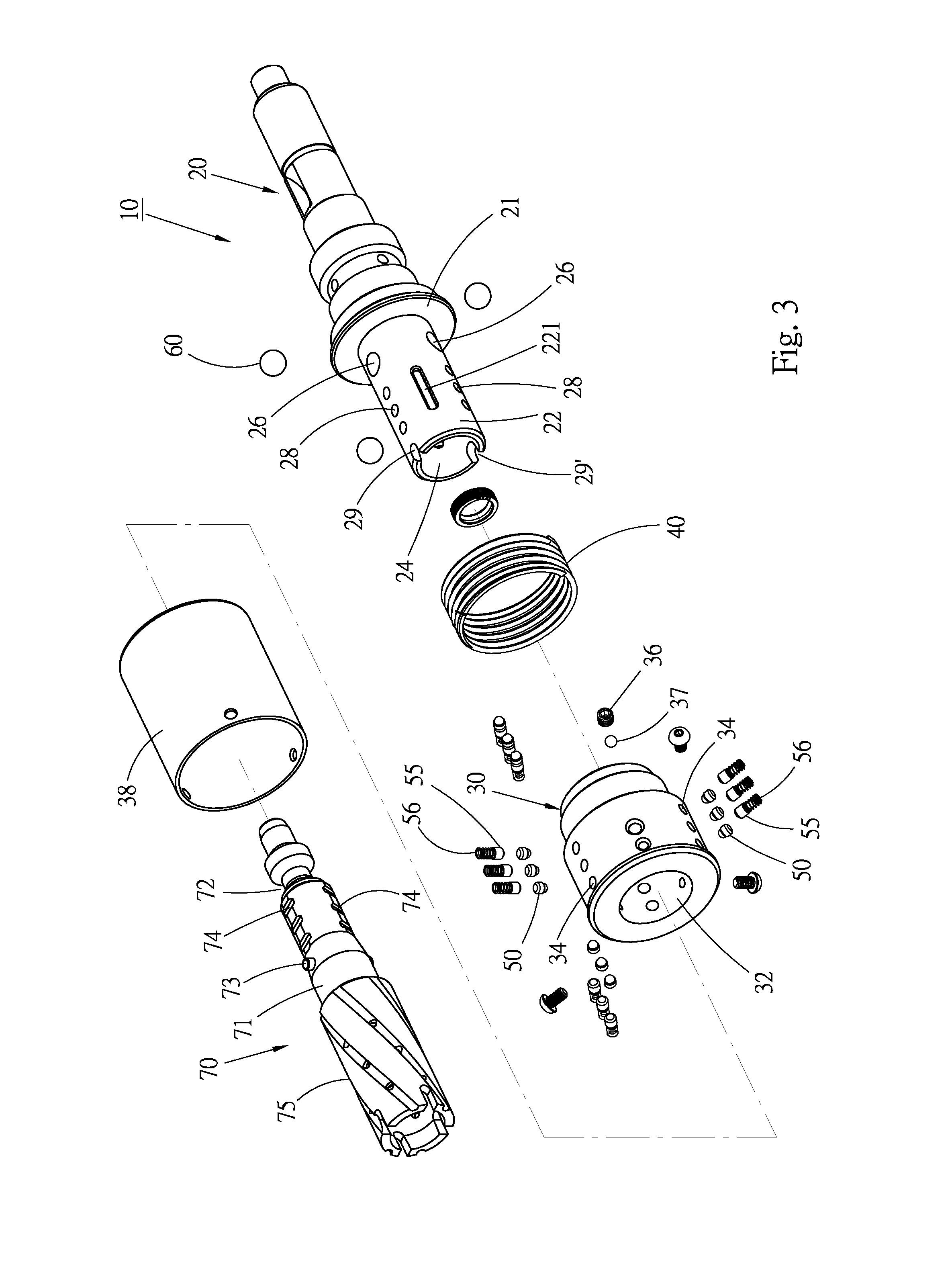 Fast knockdown cutting tool assembly