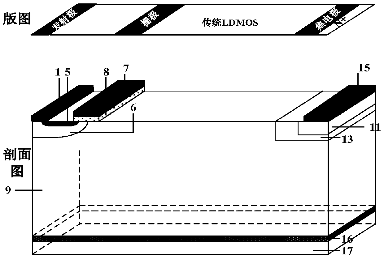 Composite RC-LIGBT (Reverse-Conducting Lateral Insulated Gate Bipolar Transistor) device integrated with LDMOS (Laterally Diffused Metal Oxide Semiconductor) and LIGBT (Lateral Insulated Gate Bipolar Transistor)