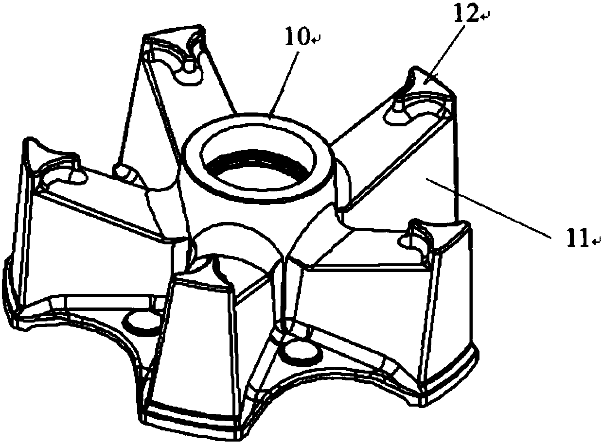 Five-spoke barrel casting mold and manufacturing method thereof