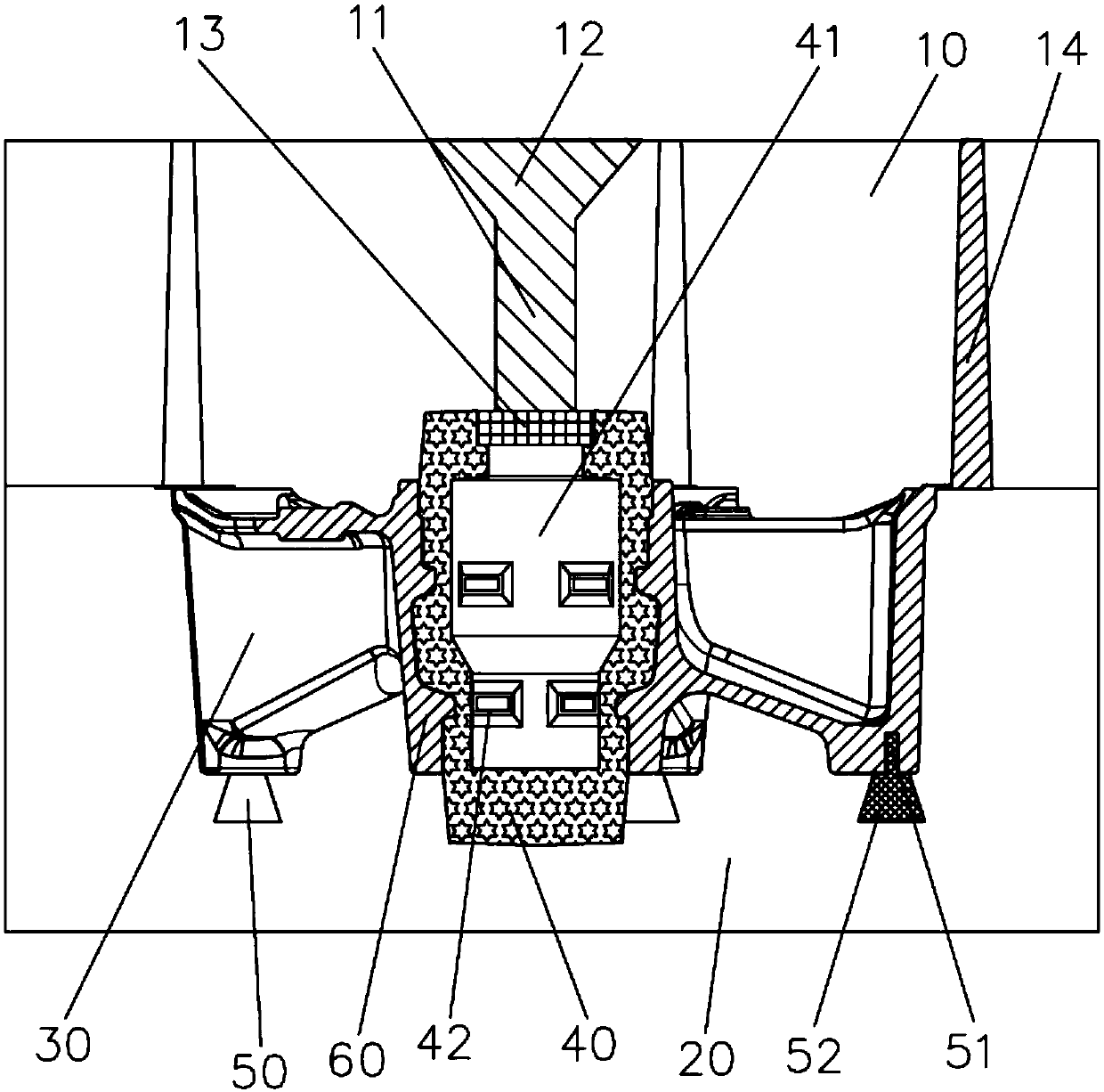 Five-spoke barrel casting mold and manufacturing method thereof