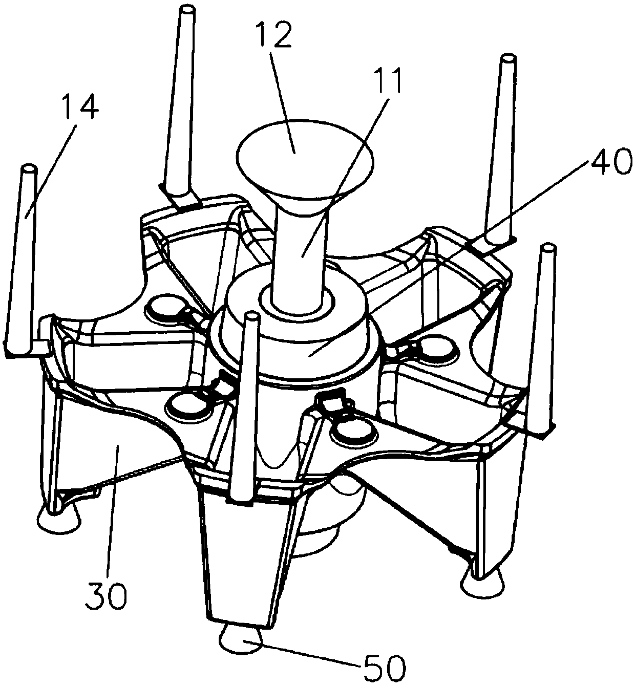 Five-spoke barrel casting mold and manufacturing method thereof