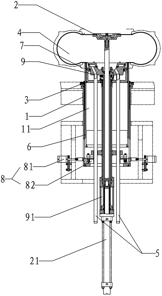 Capsule operating mechanism of tyre vulcanizer