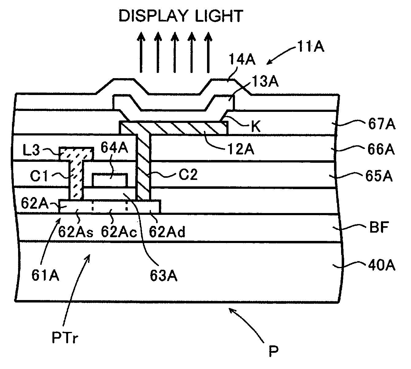 Organic electroluminescent display device of top emission type