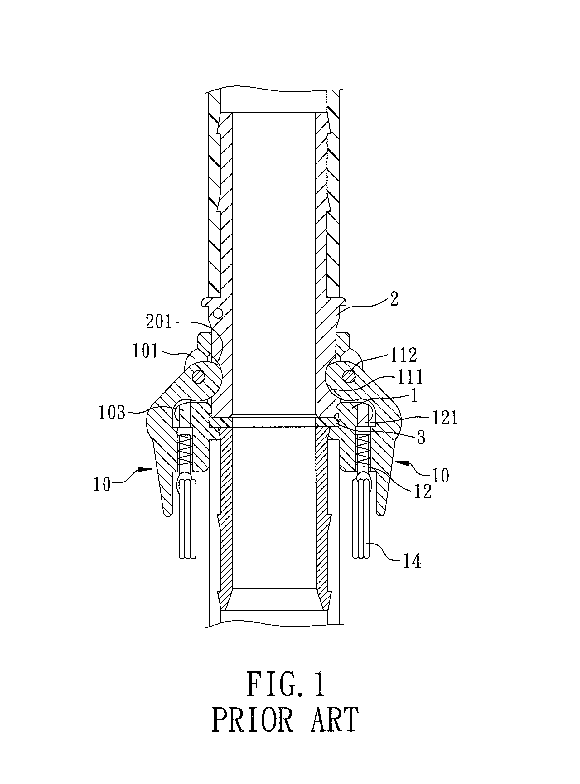 Cam-lock actuating device for use in a locking coupling assembly that couples two tubular members