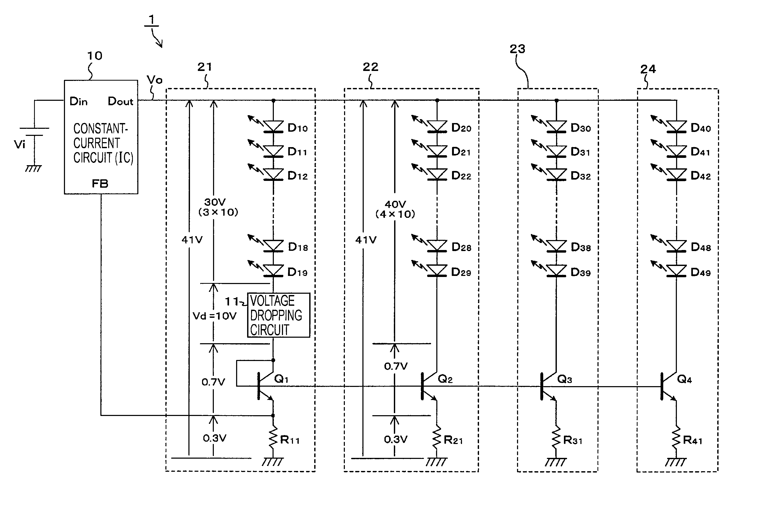 Light-emitting diode drive circuit, light source device, and display device