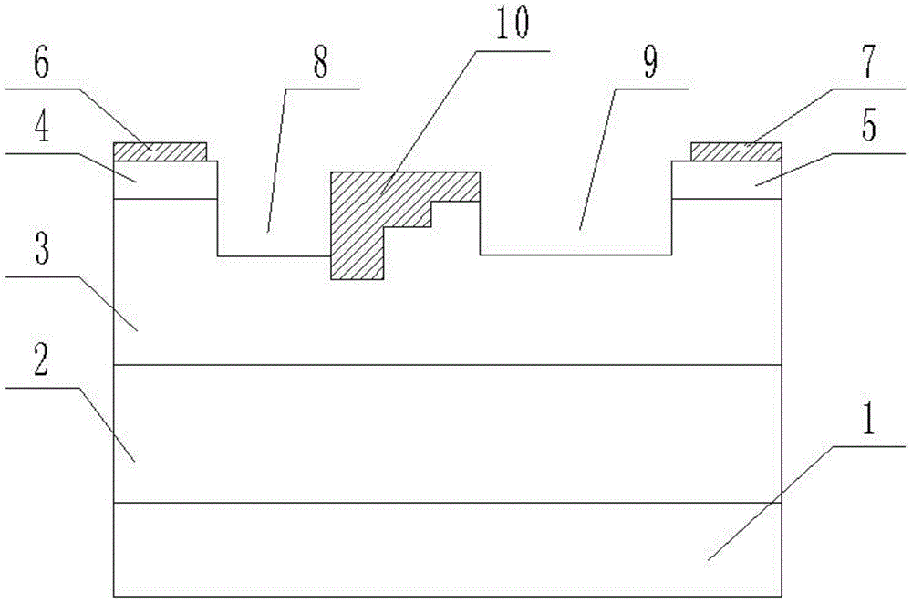 Field effect transistor with three-sag structure and preparation method thereof