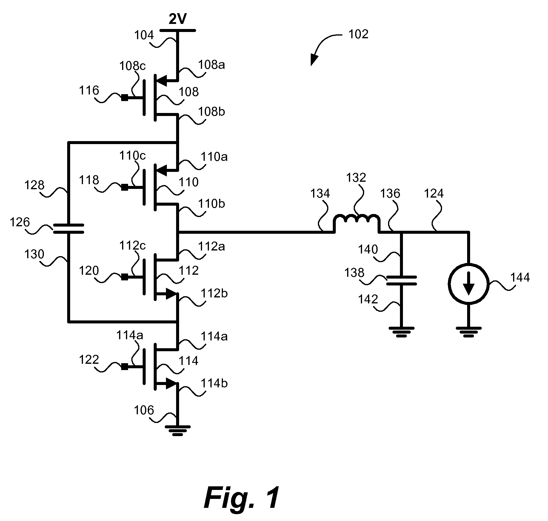 Integratable efficient switching down converter