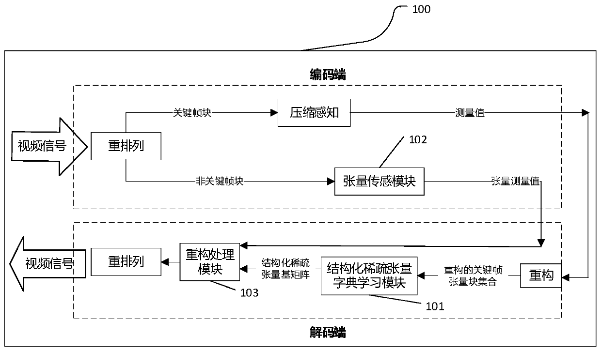 Compressed video tensor signal collection and reconstruction system and method