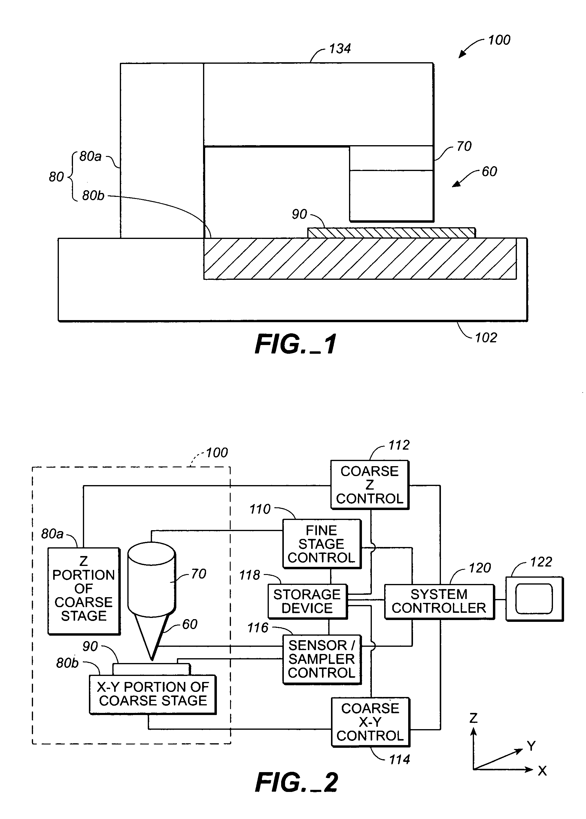 Dual stage instrument for scanning a specimen