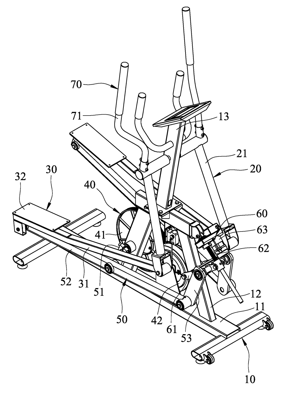 Climbing exerciser machine with adjustable inclination