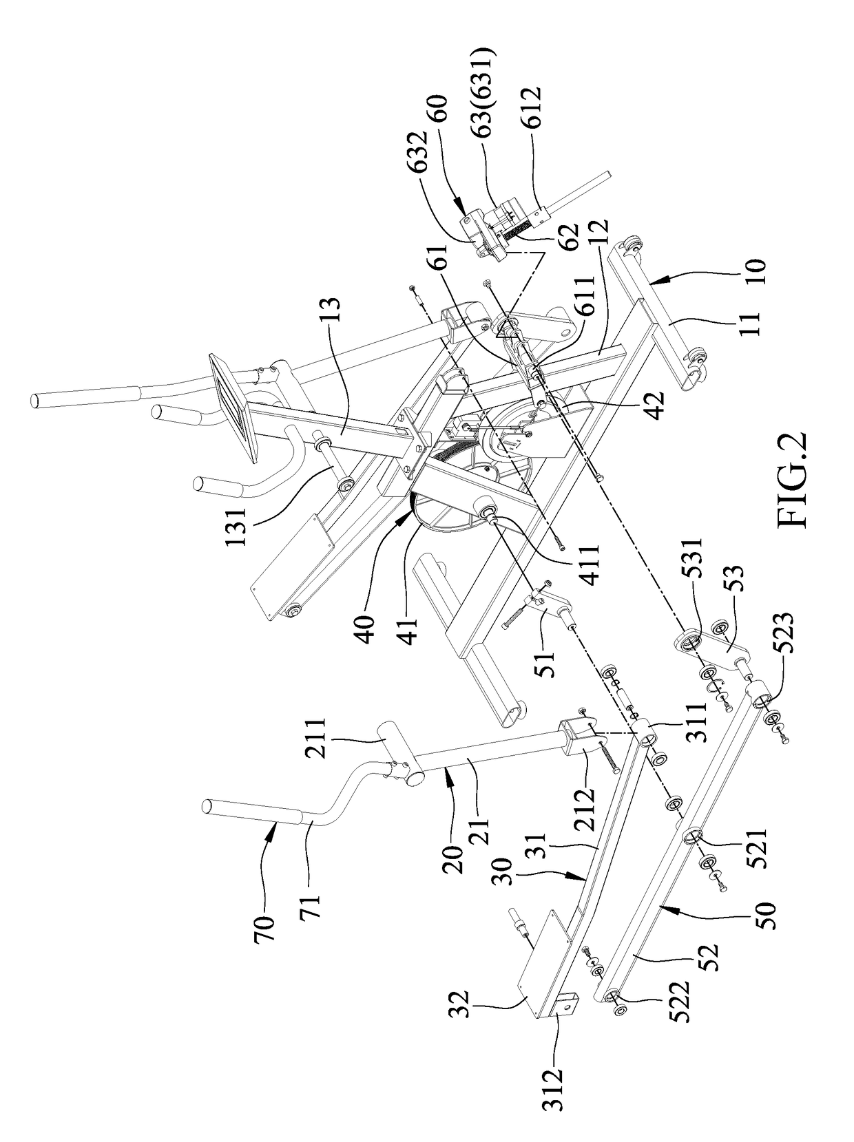 Climbing exerciser machine with adjustable inclination