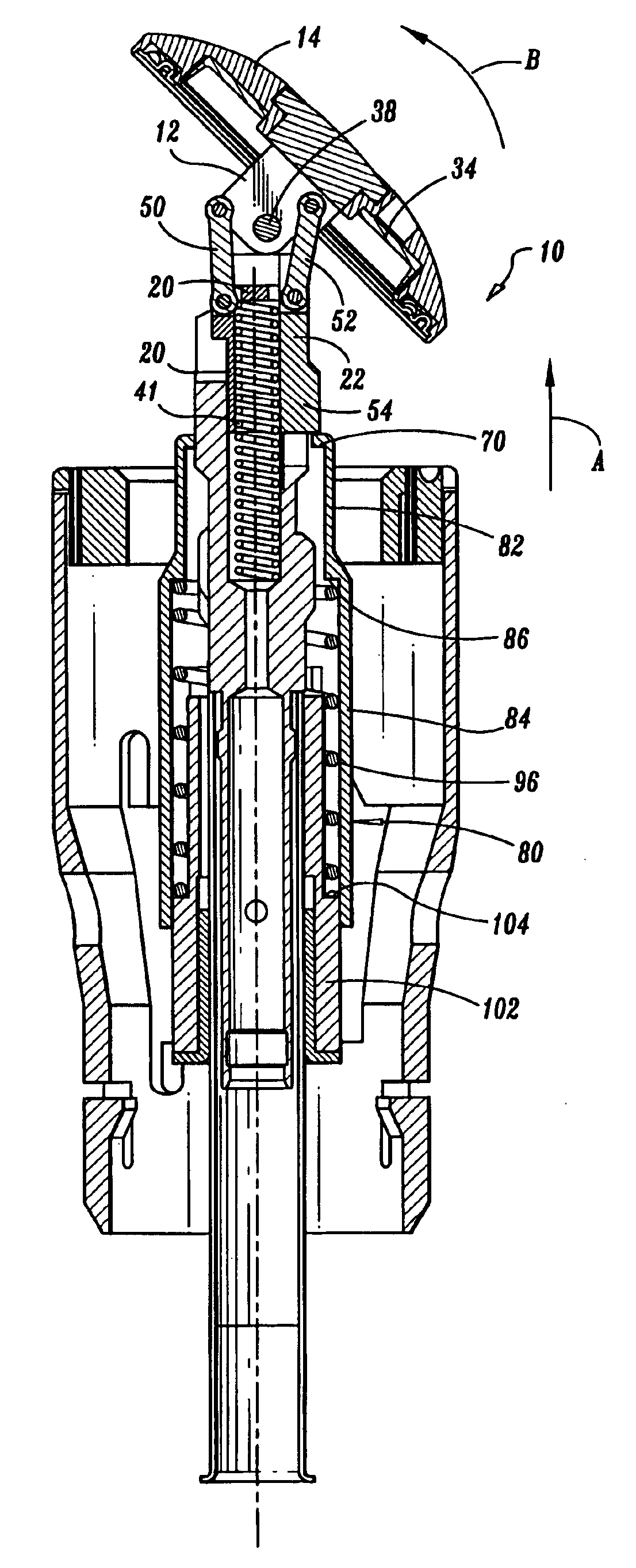 Tilt top anvil for a surgical fastener device