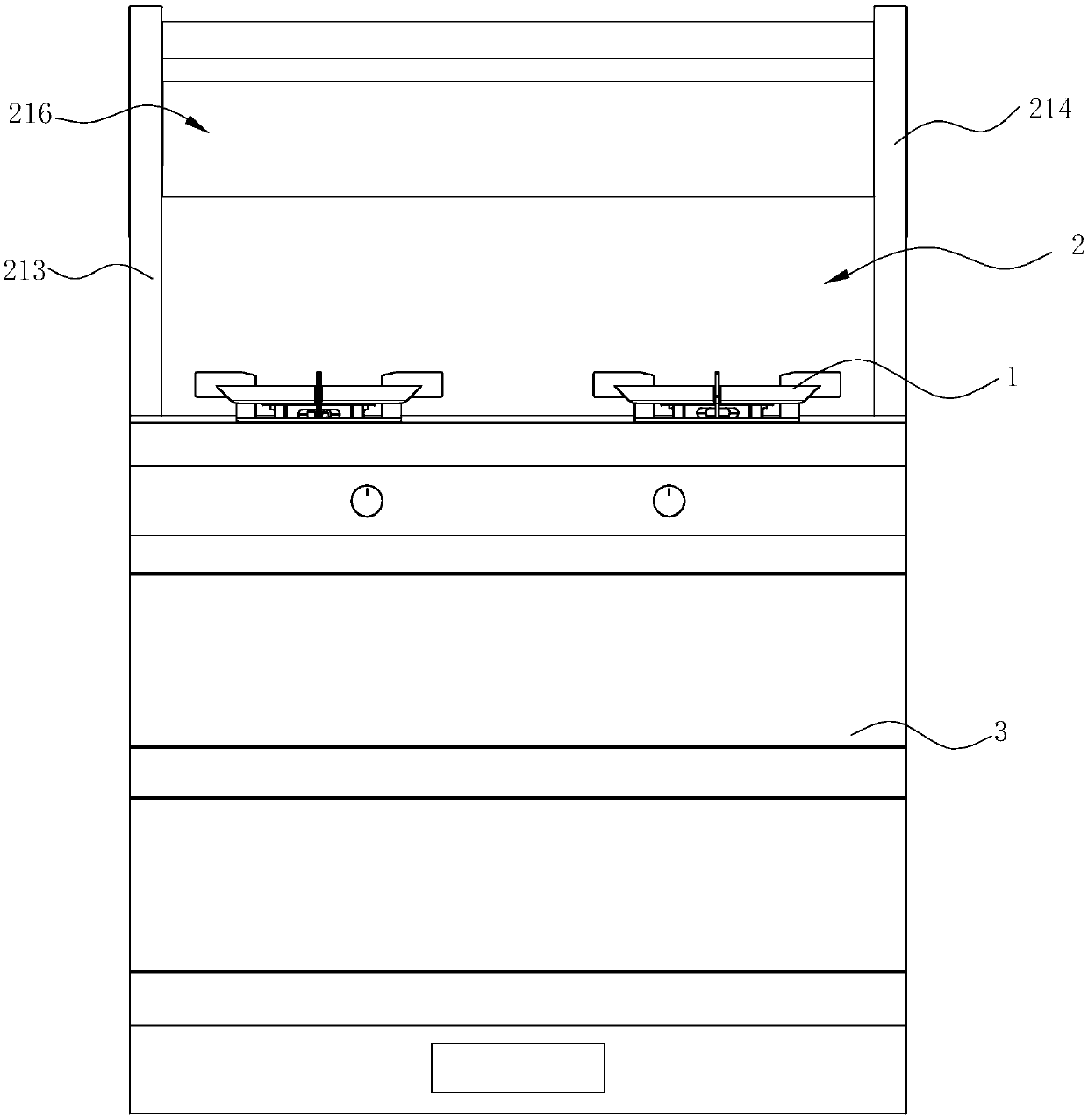 Integrated cooker with air guide device