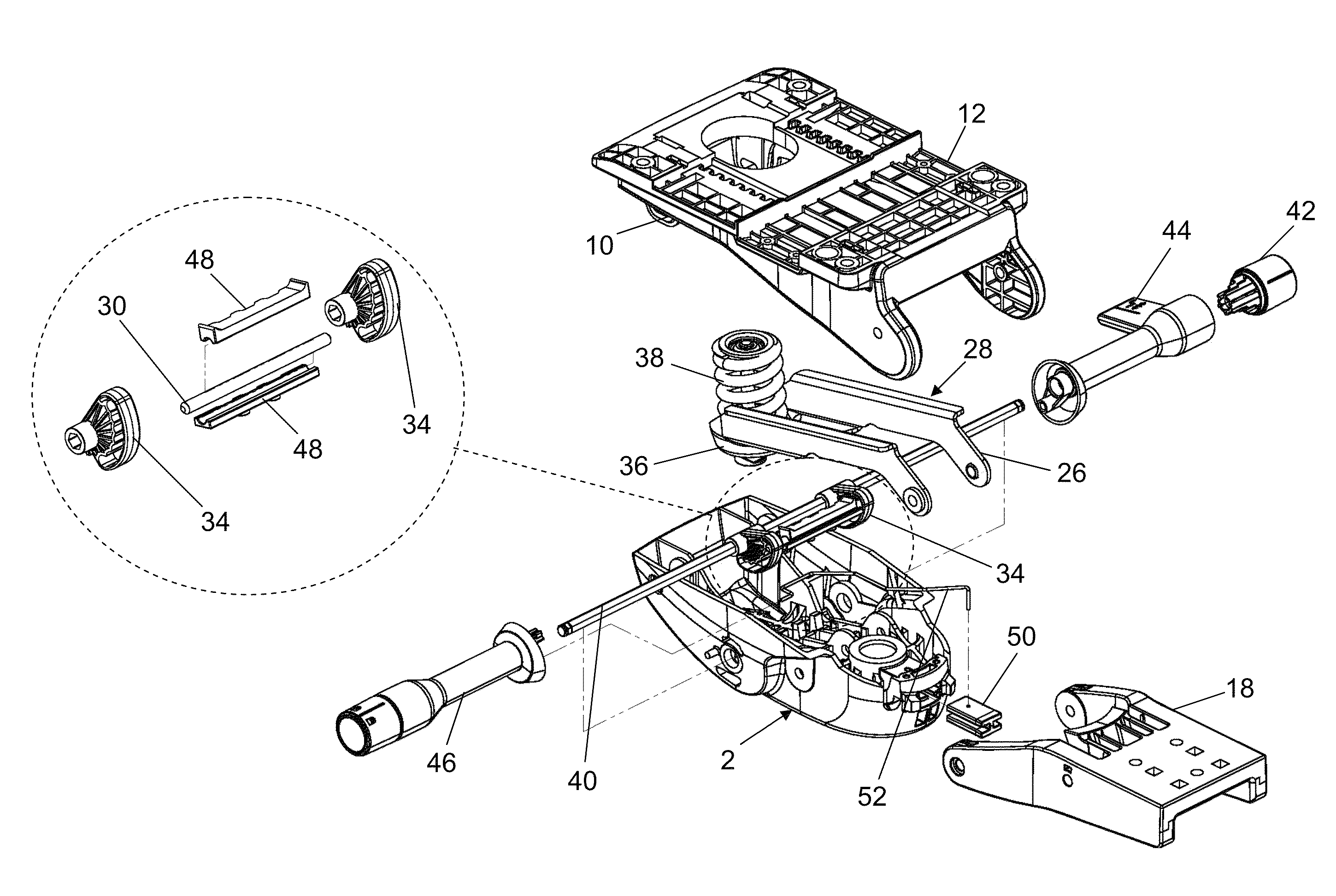 Office chair mechanism provided with a device for adjusting the swivel force