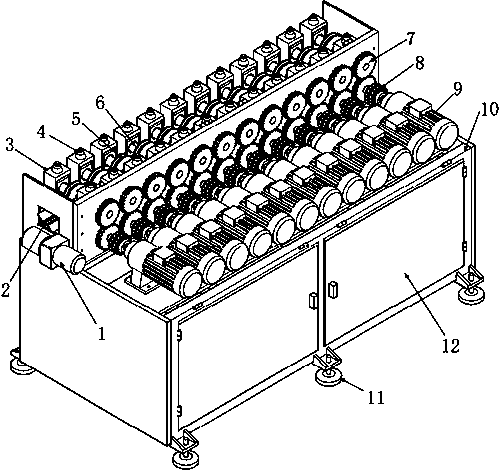 Continuous rolling pipe reducing machine for X-shaped aluminum electric heating pipe with four fins