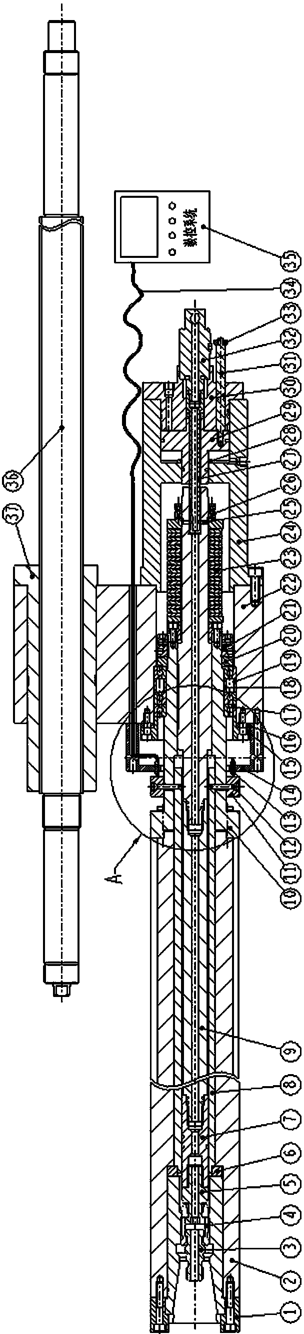 Real-time online detection and compensation device for thermal elongation deformation error of boring spindles of numerical control machine tool