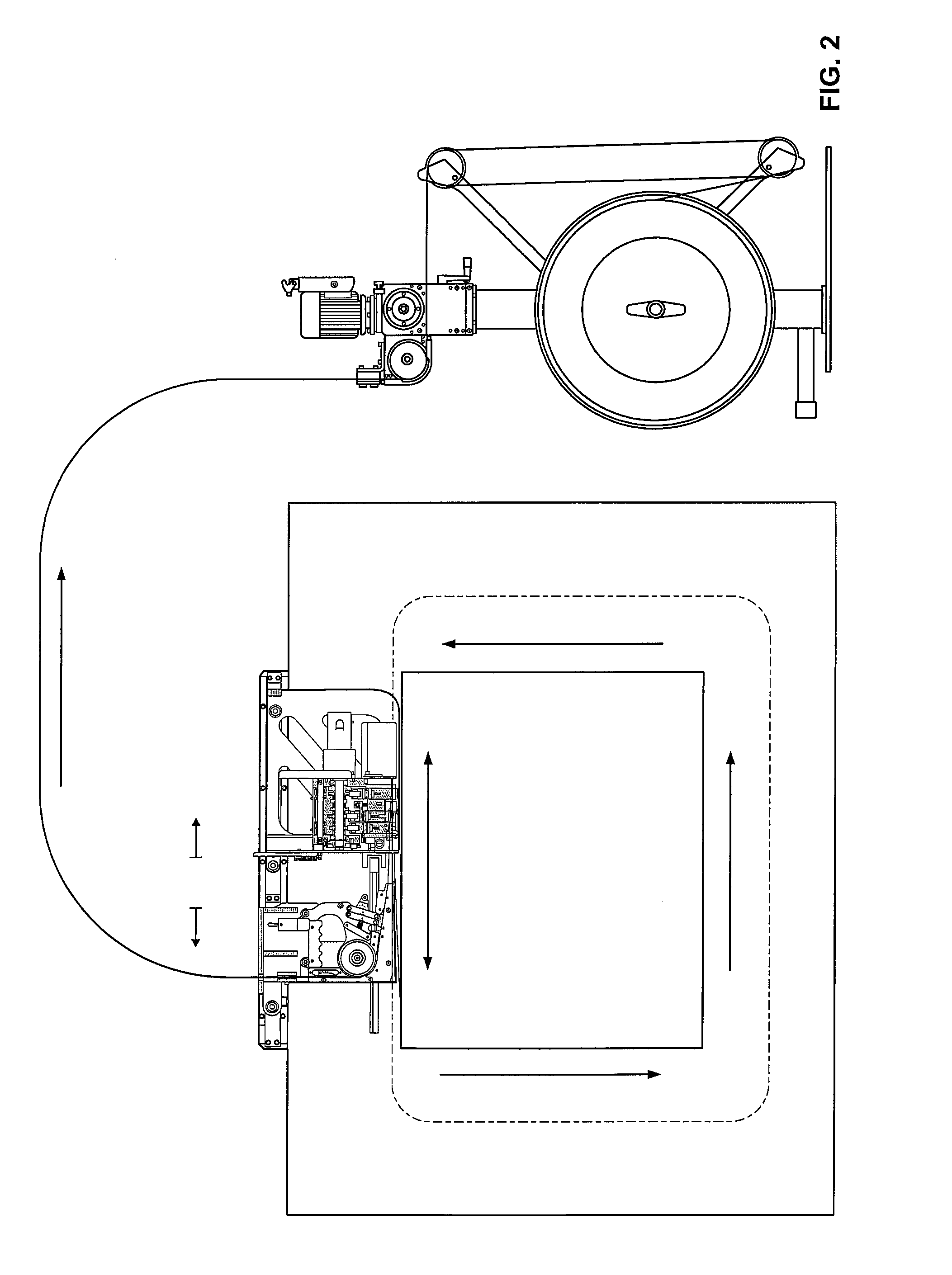 Strapping machine with improved tension, seal and feed arrangement