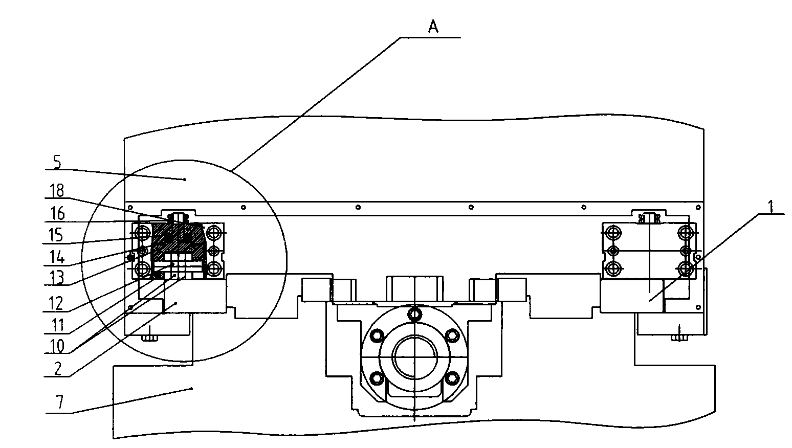 Upright type five-shaft processing center Z-direction vertical guide rail unloading devices and manufacturing method