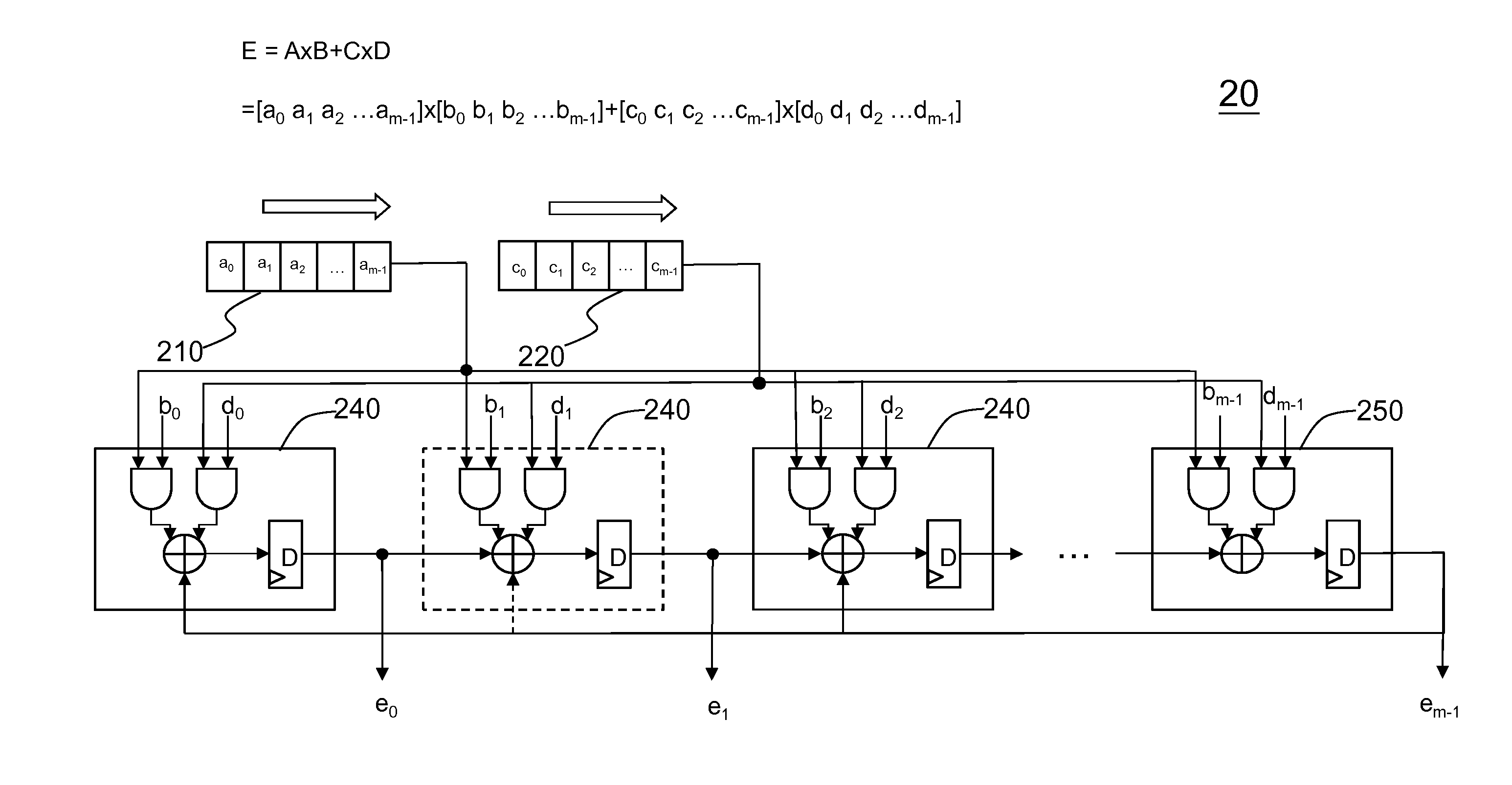 Serial multiply accumulator for galois field