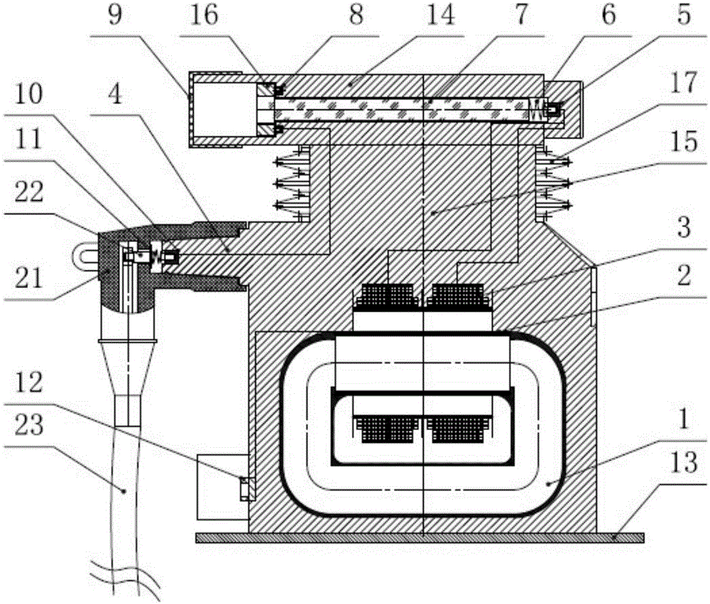 Voltage transformer with elbow plug