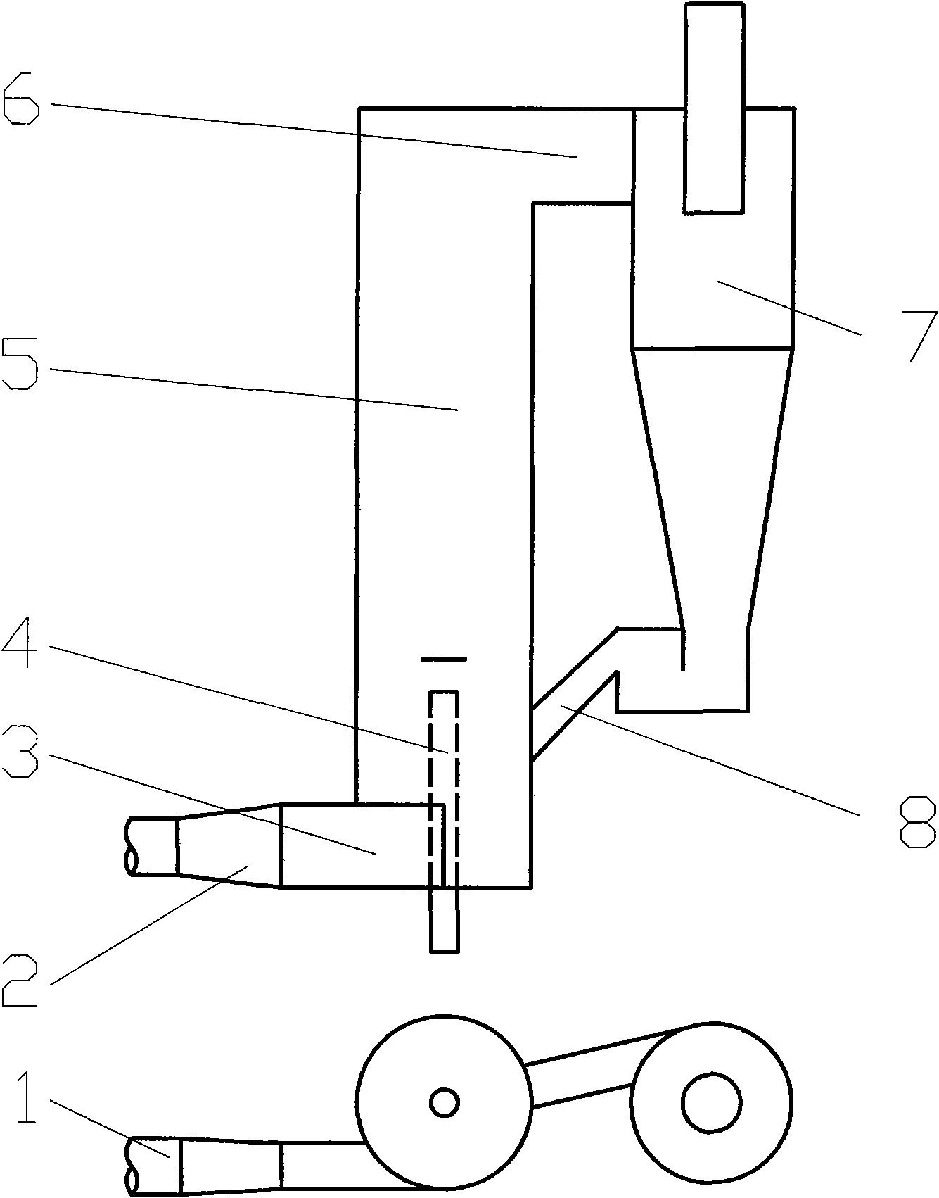 Tangential gas intake desulfurization tower of semi-dry circulating fluidized bed