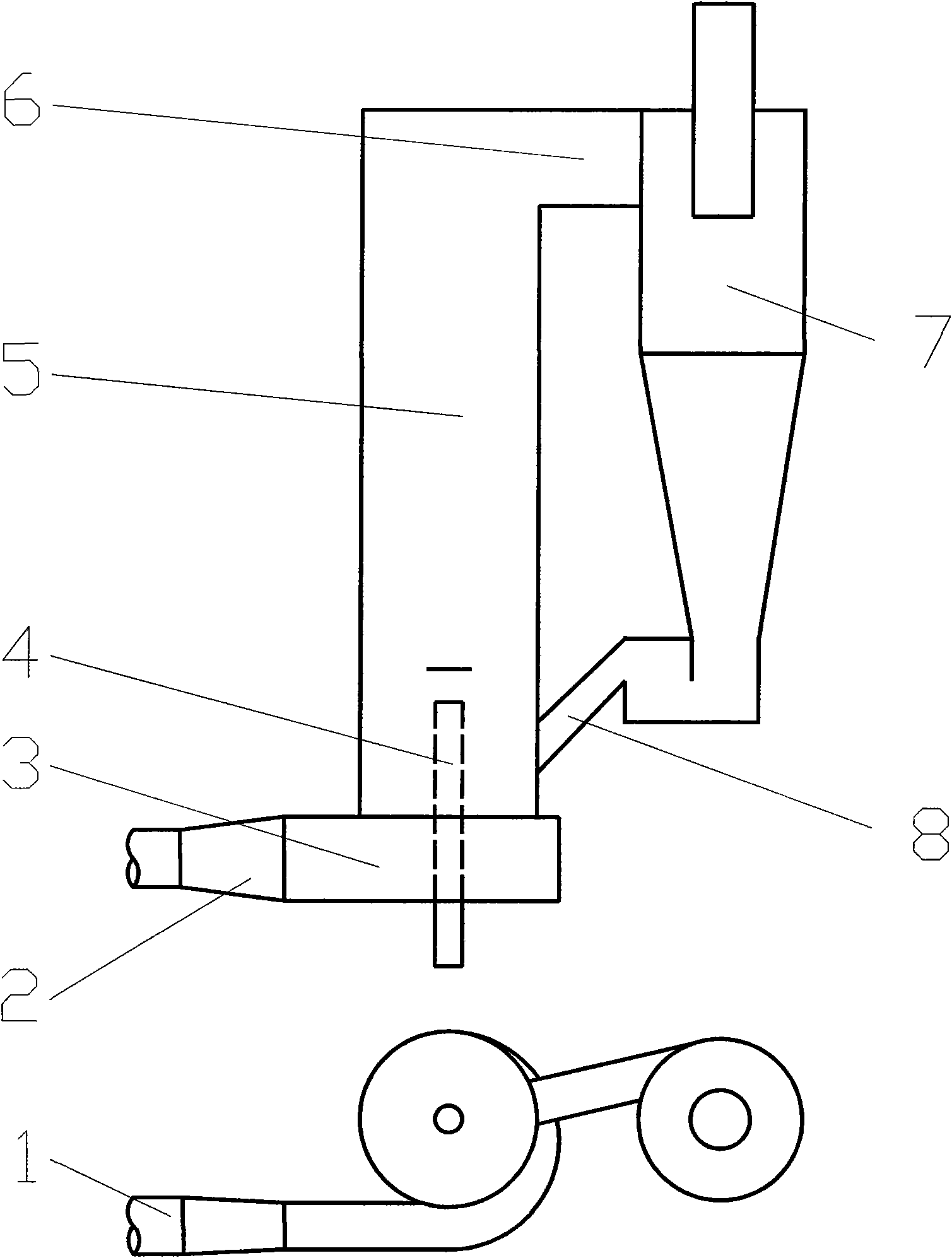 Tangential gas intake desulfurization tower of semi-dry circulating fluidized bed