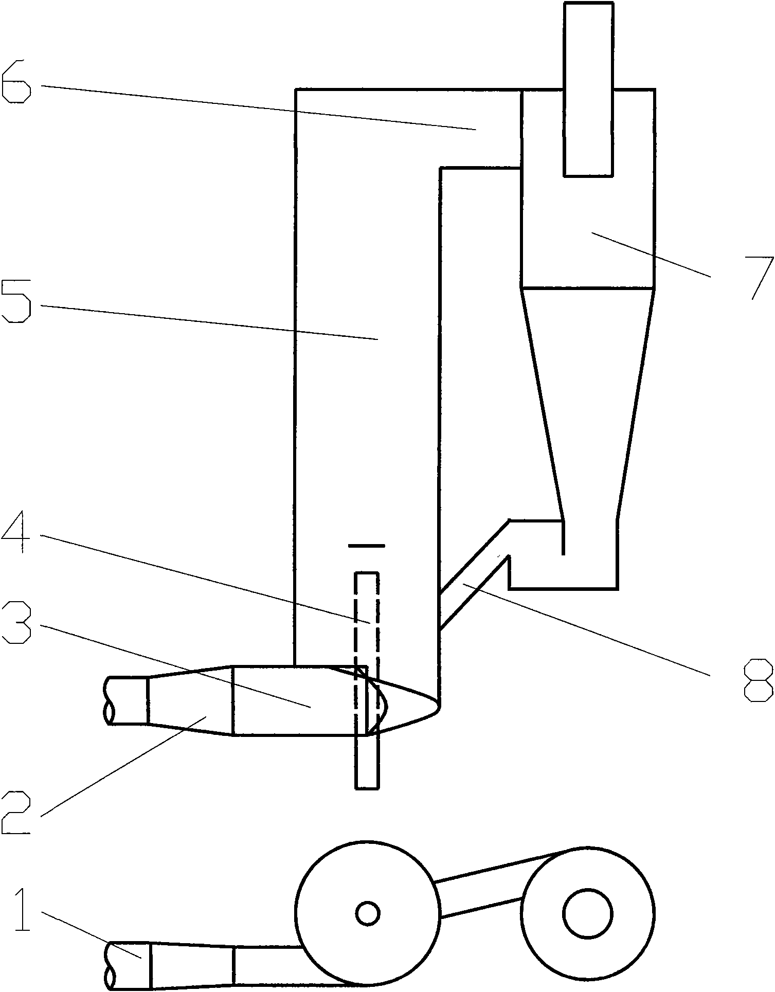 Tangential gas intake desulfurization tower of semi-dry circulating fluidized bed