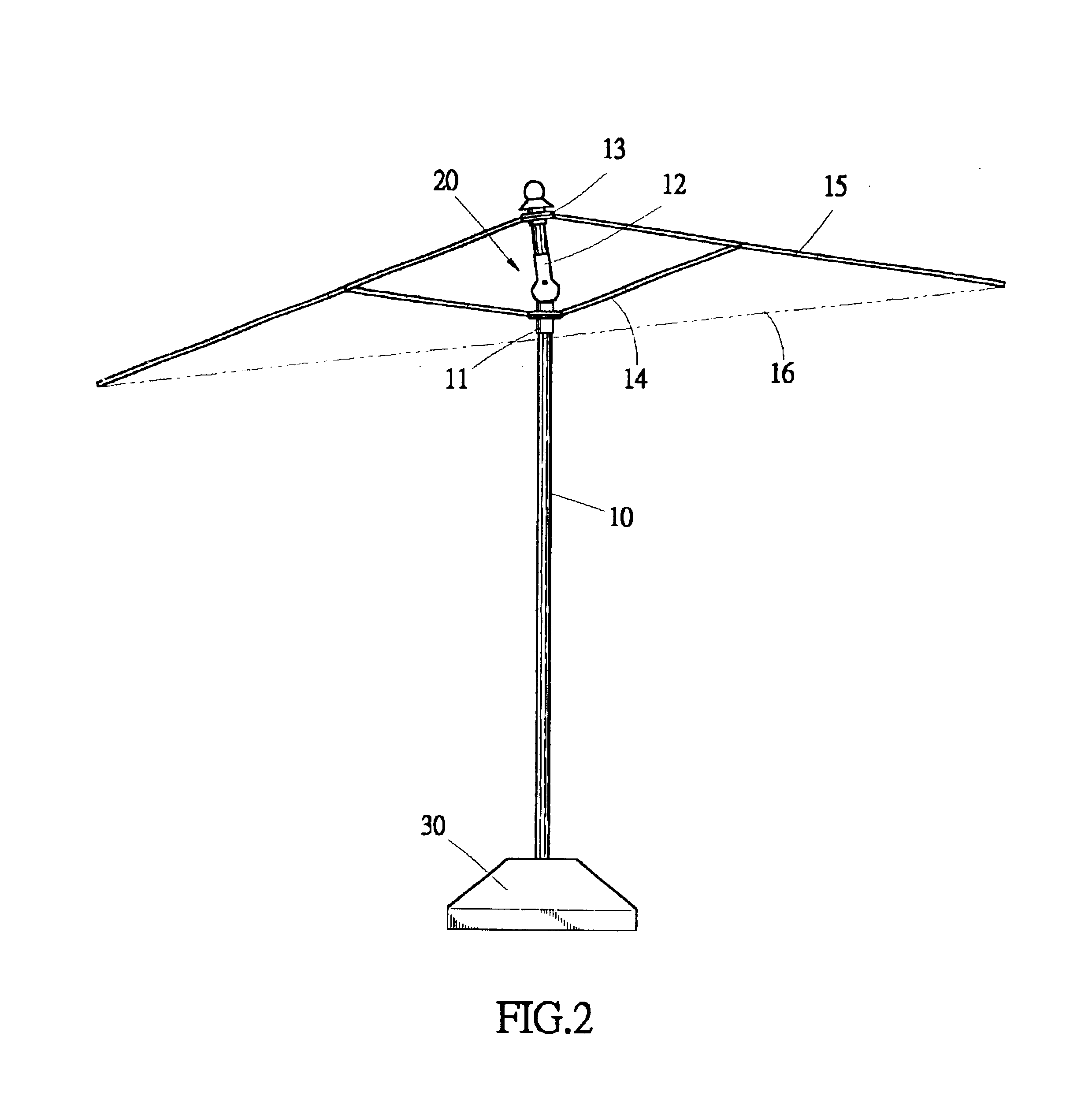 Umbrella canopy orientating device