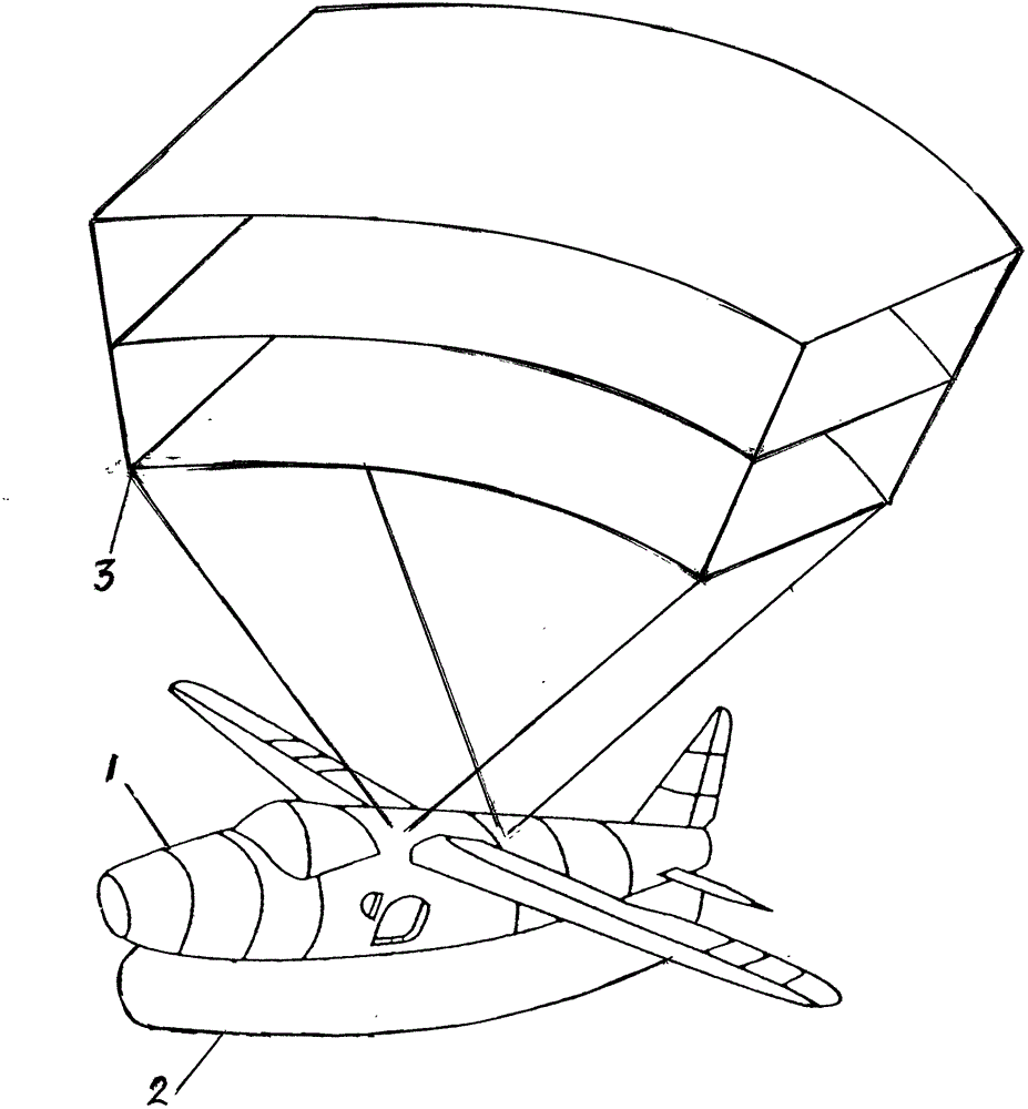 Amphibious take-off and landing aircraft with inflated pad and paraglider