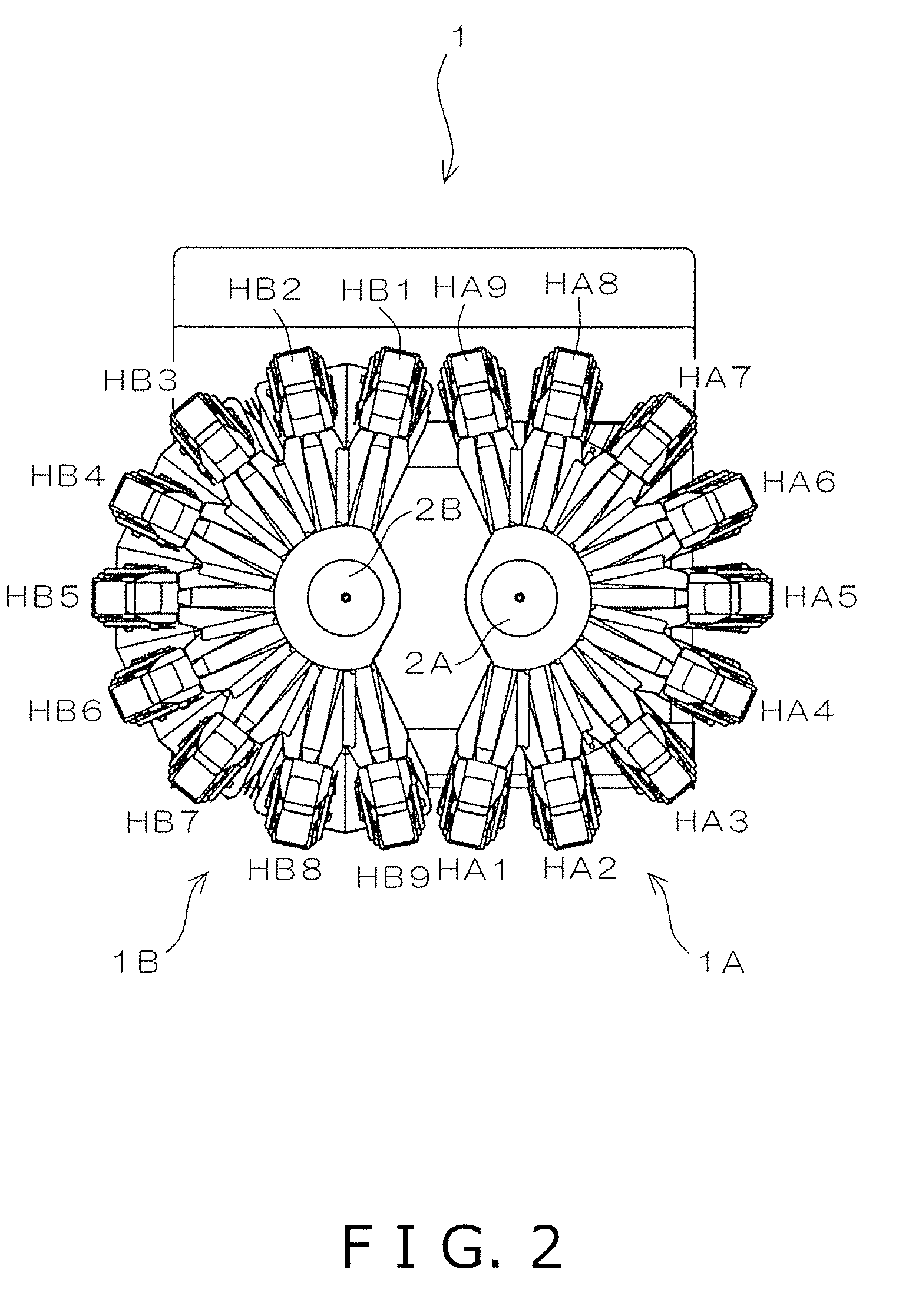 Combination measuring device with hoppers having an arcuate arrangement