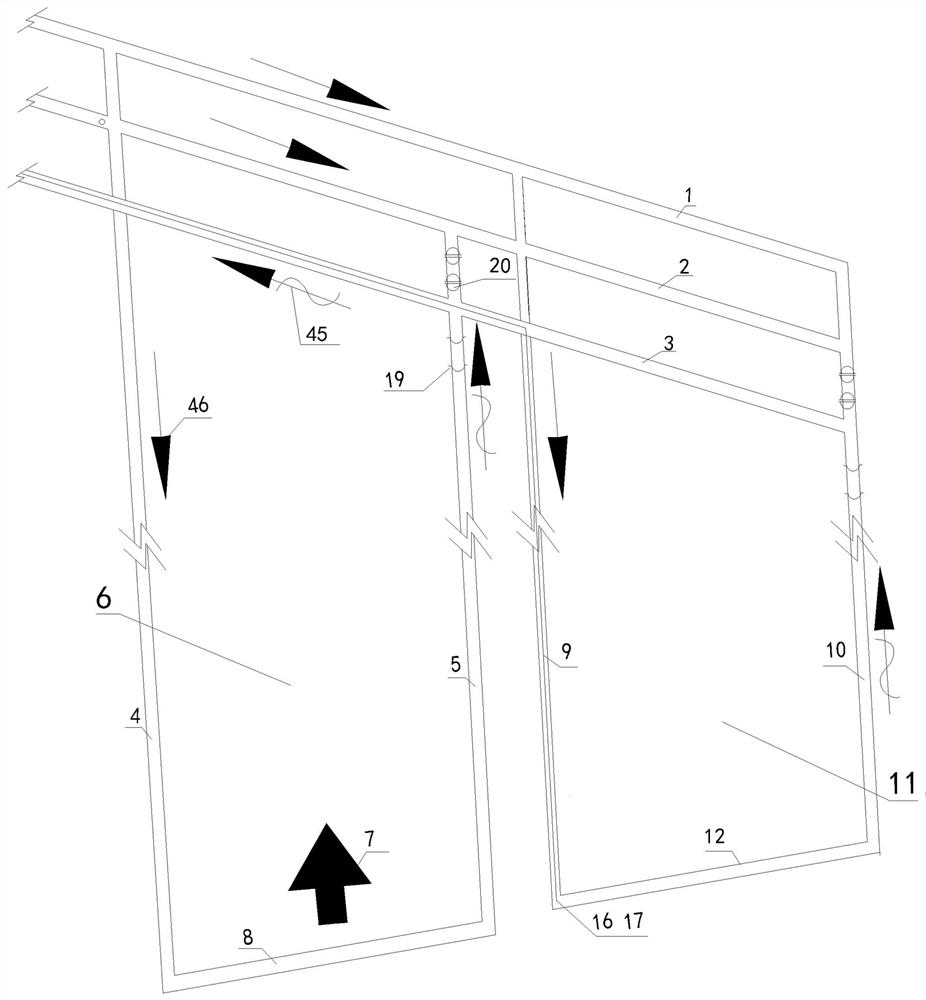 Gentle dip coal seam roadway design and adjacent layer and goaf gas extraction method