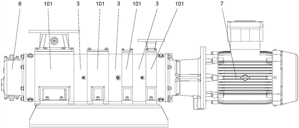 Triaxial modularized dry type vacuum pump