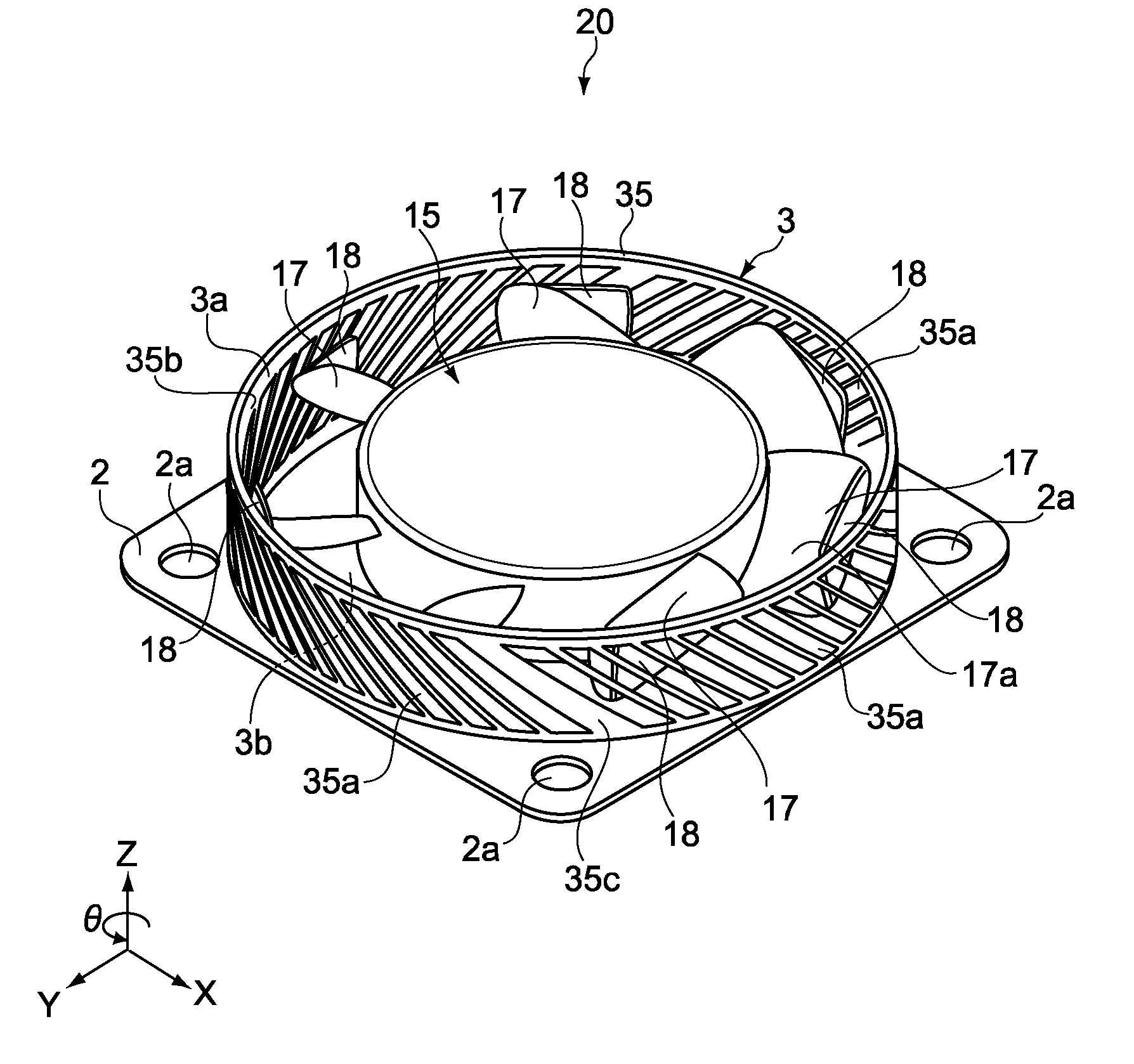 Axial fan apparatus, housing, and electronic apparatus