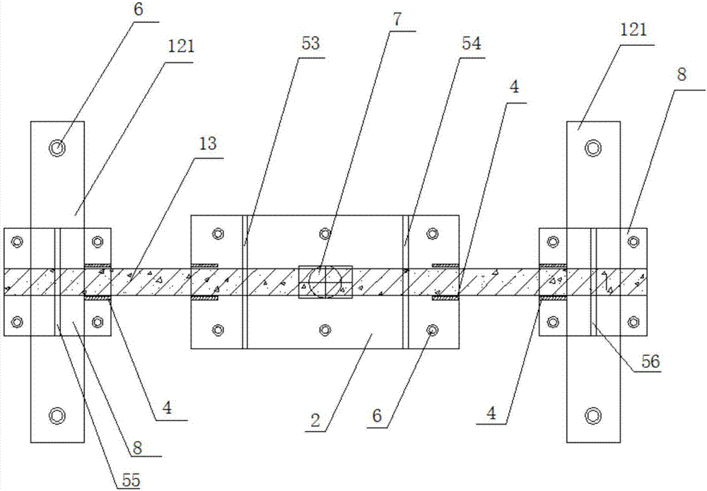 Test fixture for simply supported beam fatigue loading and use method of test fixture