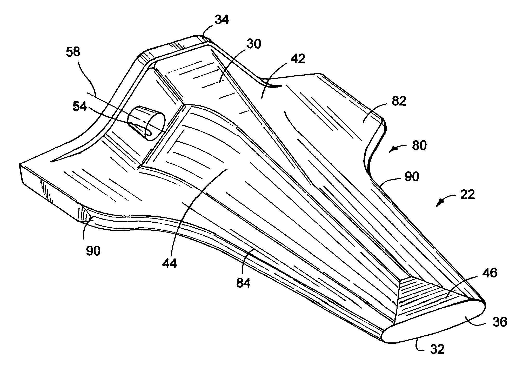 Winged digging tooth