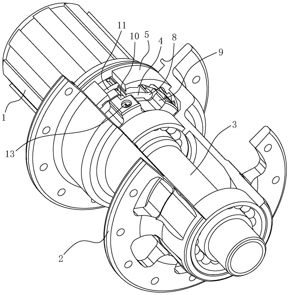 Unidirectional driving mechanism of bike tower base and flower drum main body