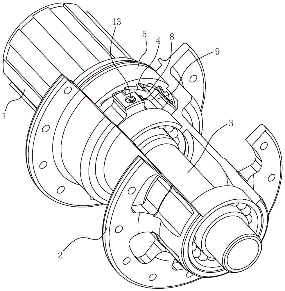 Unidirectional driving mechanism of bike tower base and flower drum main body