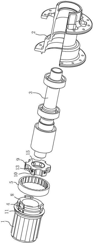 Unidirectional driving mechanism of bike tower base and flower drum main body