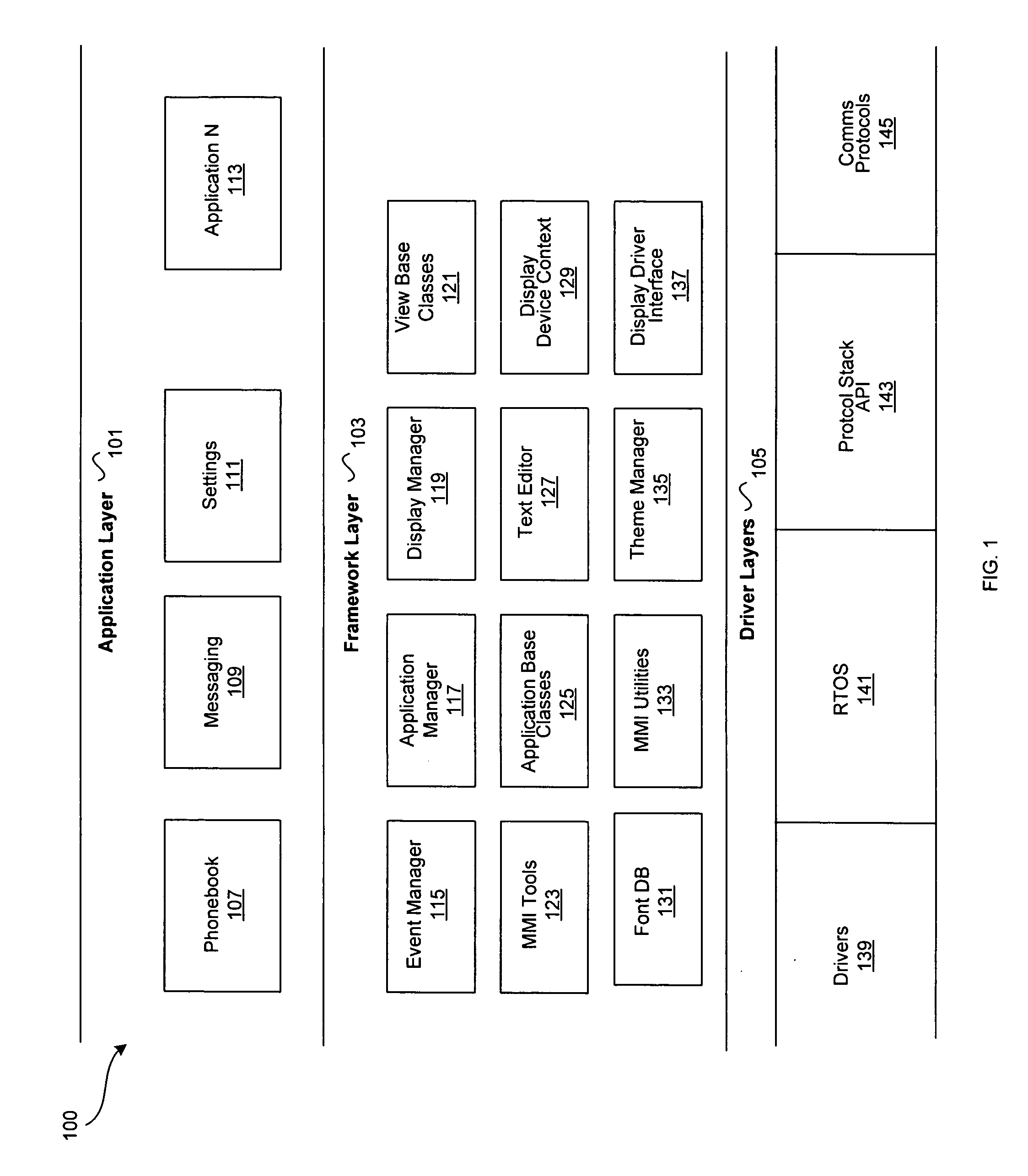 Method and system for handling events in an application framework for a wireless device