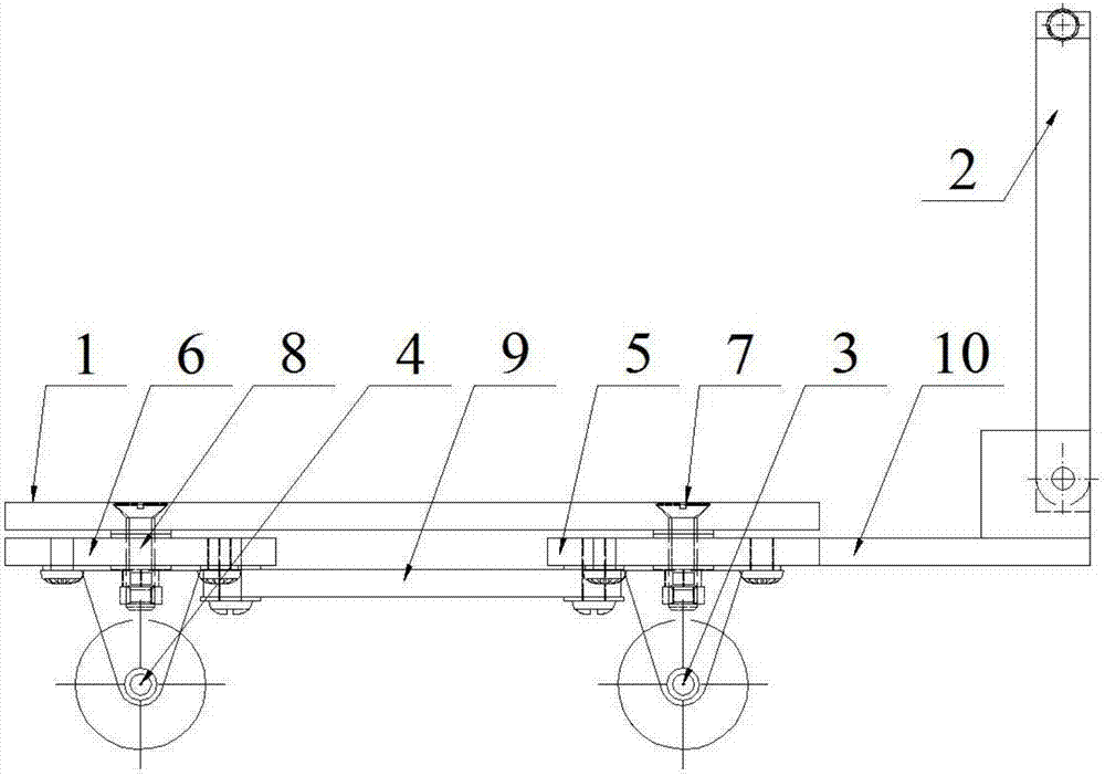 Trolley small in turning radius and capable of preventing turning on side