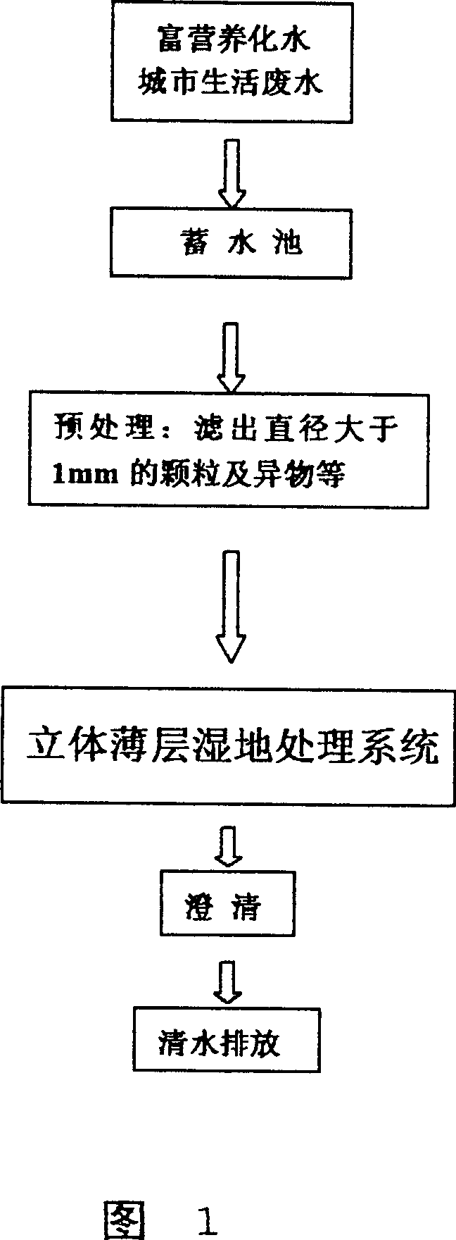 Stereo-thin-layer wet land technique for treating eutrophication water and its filtering block